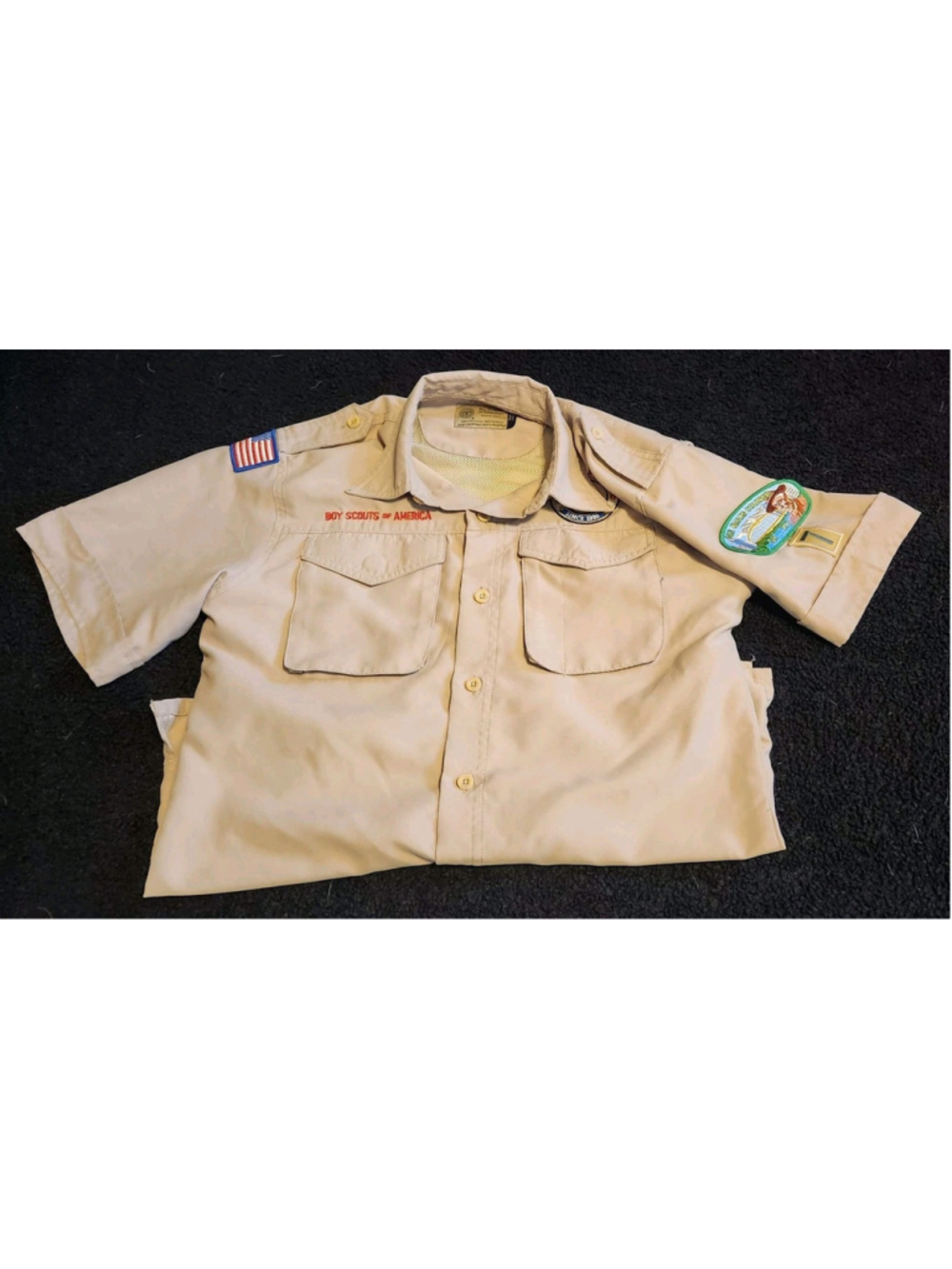 BSA Uniform Shirt Youth L Khaki Patches SS